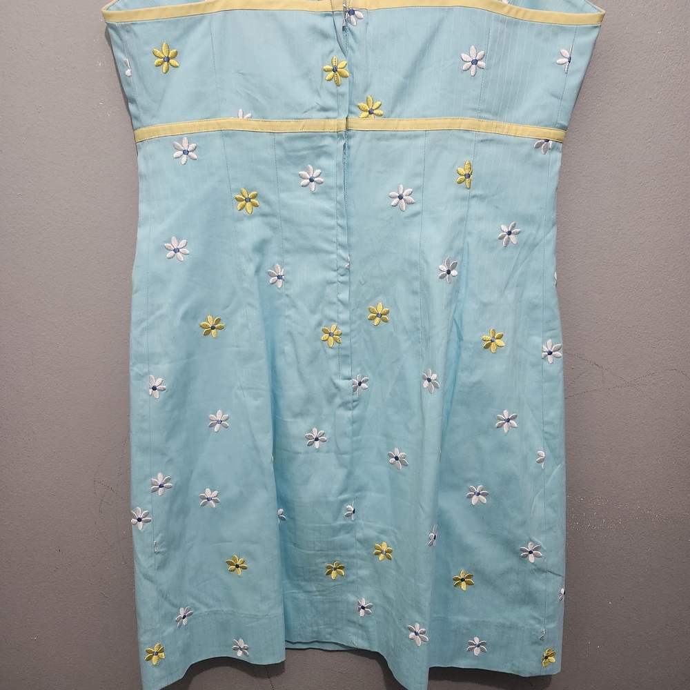Lilly Pulitzer Vintage Light Blue and Yellow Embroidered Floral Dress Size 10 - Picture 7 of 10